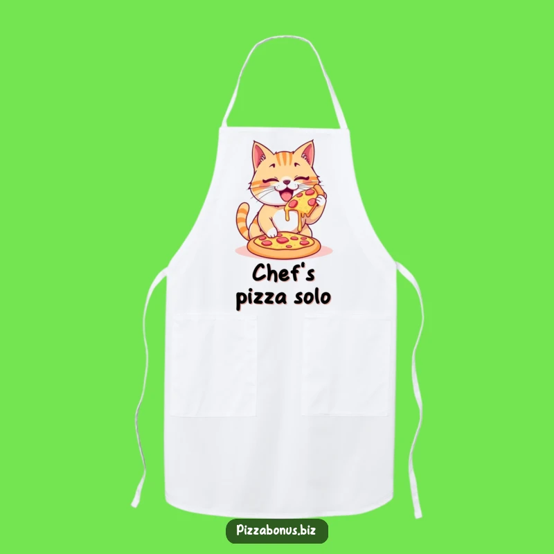 Funny Cat Pizza Devouring Apron, Hilarious Kitchen Wear for Feline Fans