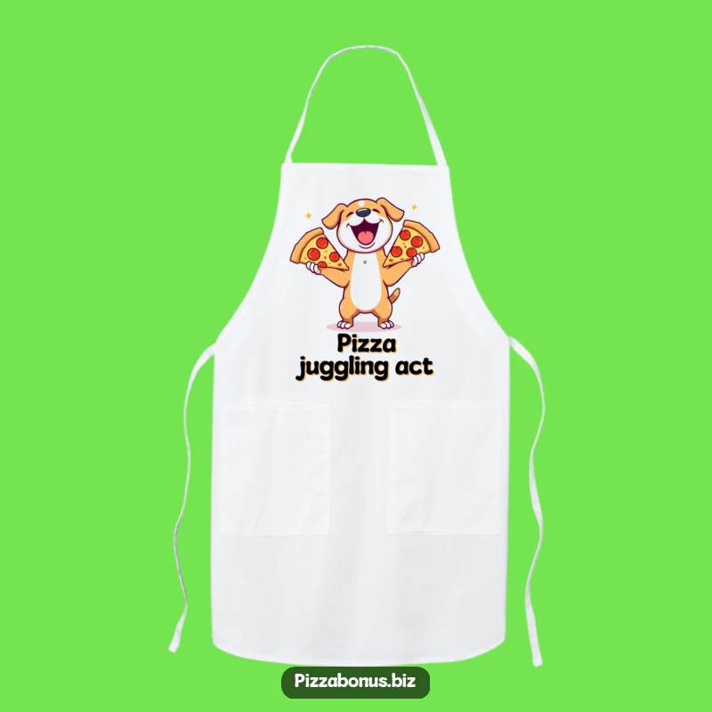 Funny Dog Pizza Juggling Apron, Hilarious Kitchen Wear for Pizza Parties