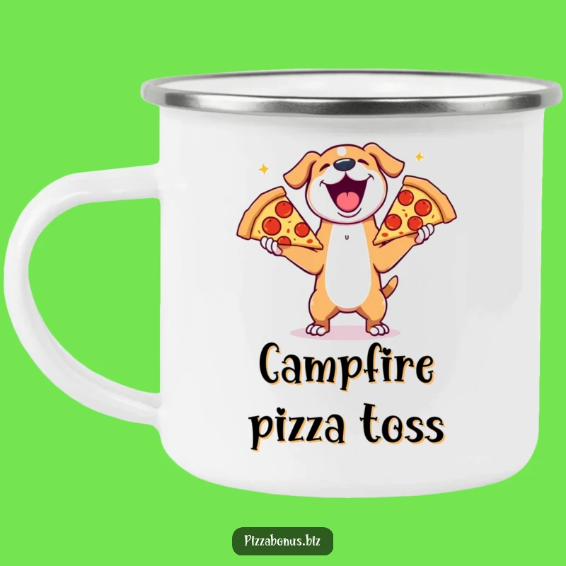 Funny Dog Pizza Juggling Camping Mug, Durable and Hilarious Outdoor Companion