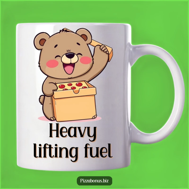 Funny Bear Pizza Lifting Mug: Hilarious Gift for Pizza Lovers