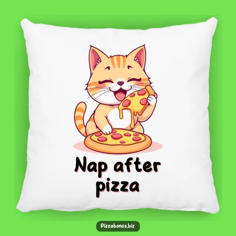Funny Cat Pizza Devouring Pillow, Cozy and Hilarious Accent for Comfort