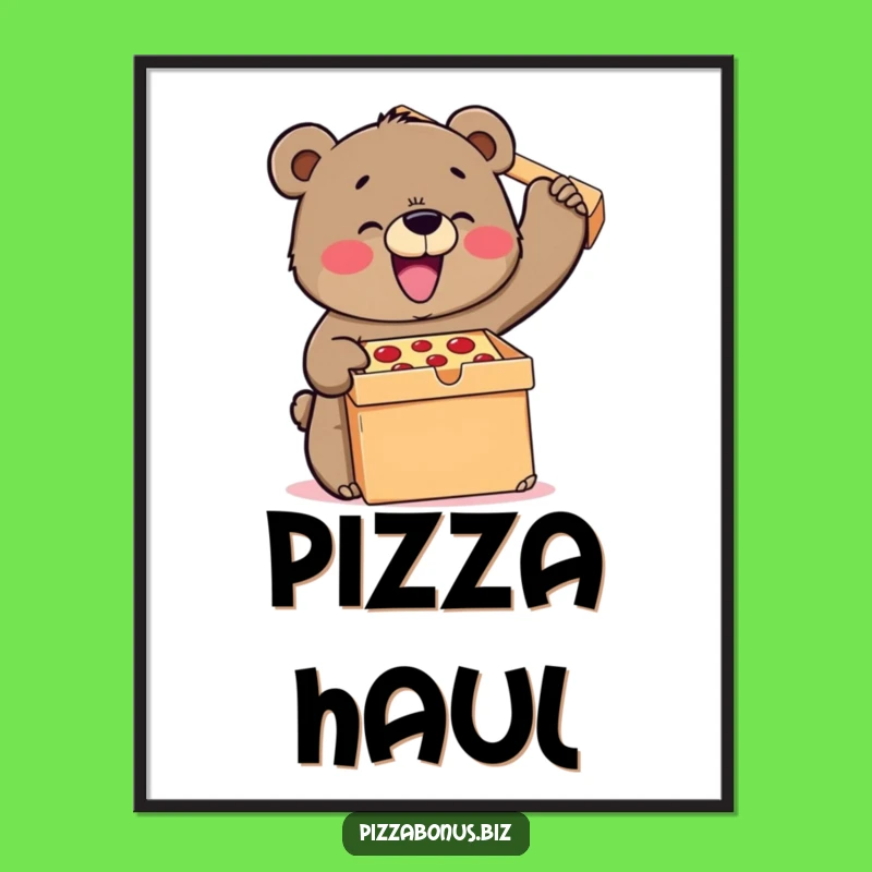 Funny Bear Pizza Box Digital Art: Instant Wall Humor