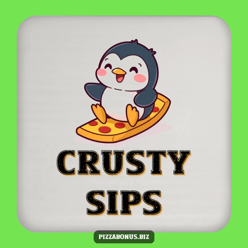 Funny Penguin Pizza Coaster: Protect Surfaces with Humor