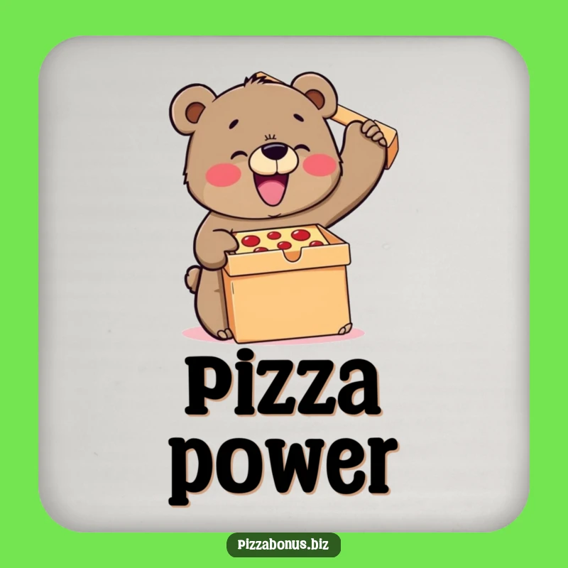 Funny Bear Pizza Coaster: Keep Surfaces Safe, Laugh Loud