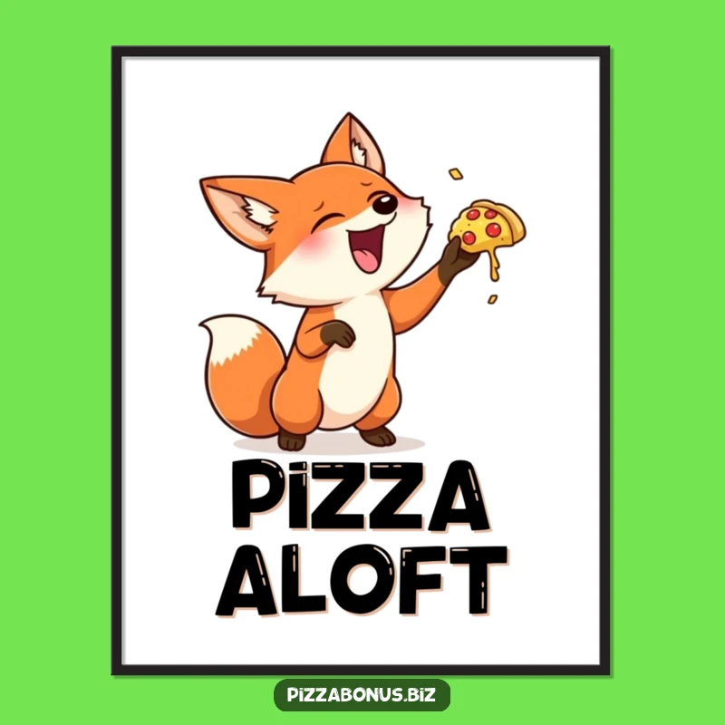 Funny Fox Pizza Toss Poster: Whimsical Wall Art
