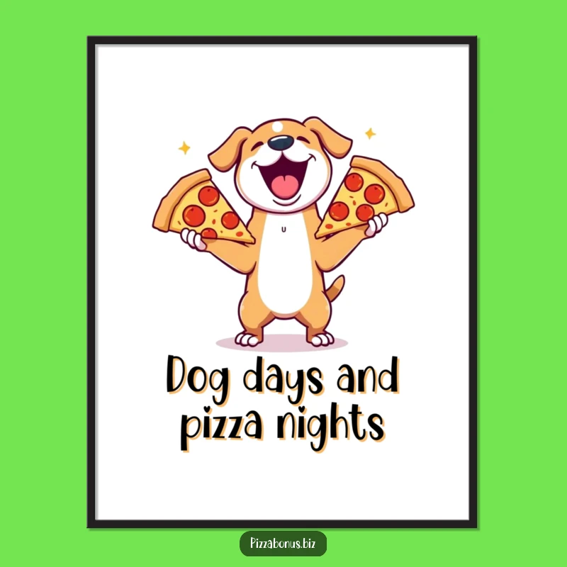 Free Printable Dog Pizza Juggling Wall Art - Funny Downloadable Decor!