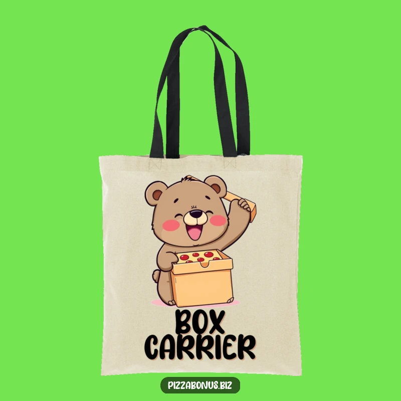 Funny Bear Pizza Carrier Tote Bag: Haul Your Feast with Humor