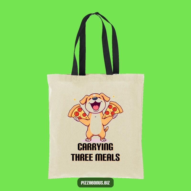 Funny Dog Pizza Juggling Tote Bag, Hilarious Accessory for Foodies on the Go